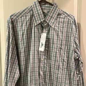 NWT Men’s Lacoste 100% Cotton Plaid Button Down Shirt Size 40 Medium $110